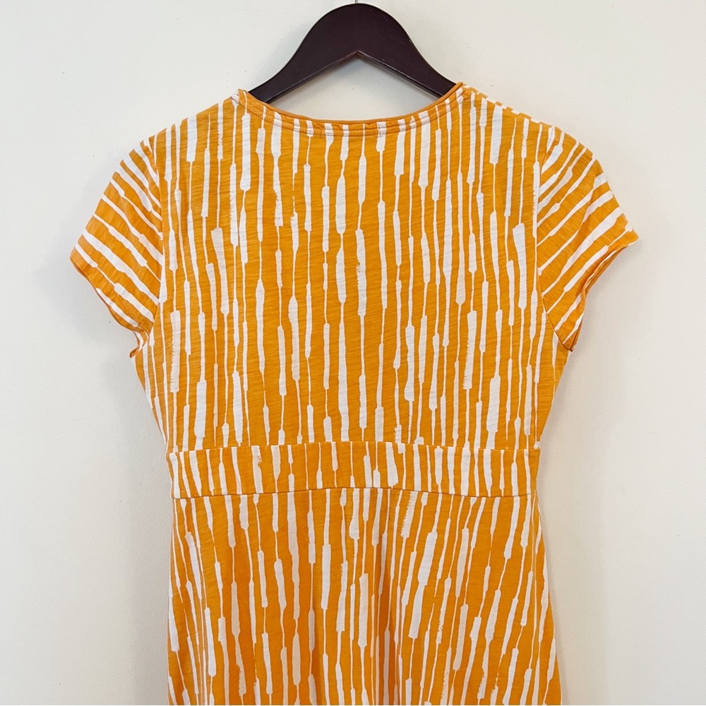 Boden Casual Jersey Day Dress Orange White Geo Stripe Wrap V-neck Front 8R - Picture 9 of 9